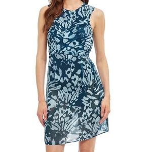 Gottex Miss Butterfly Blue Print Sheer Sleeveless Cover-Up Dress Size Medium NWT